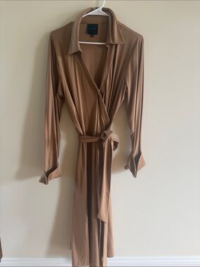 Alex Marie Wrap Shirt Dress in Camel Brown